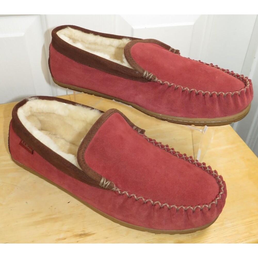 L.L.Bean Wicked Good Venetian Slippers Dark Russet/Brown Sherling Lined Mens 11M